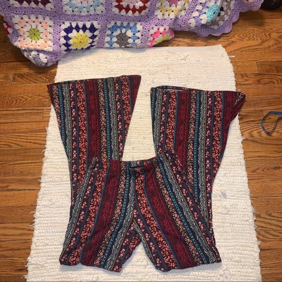 SEE YOU MONDAY PRINT BELL BOTTOMS BOHO HIPPIE BELLS S - Picture 3 of 7